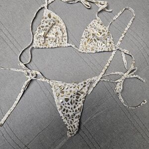 Elegant Moments Gold and White Bikini Set